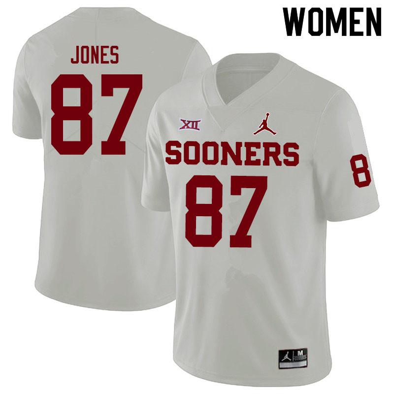 Women #87 Spencer Jones Oklahoma Sooners Jordan Brand College Football Jerseys Sale-White